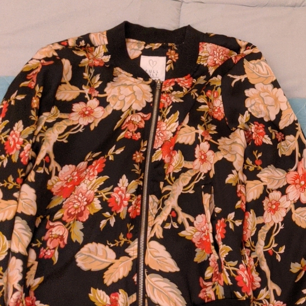 Tilly's Silky Floral Bomber Jacket